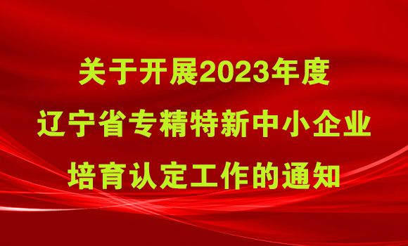 关于开展2023年度辽宁省专精特新中小企业培育认定工作的通知
